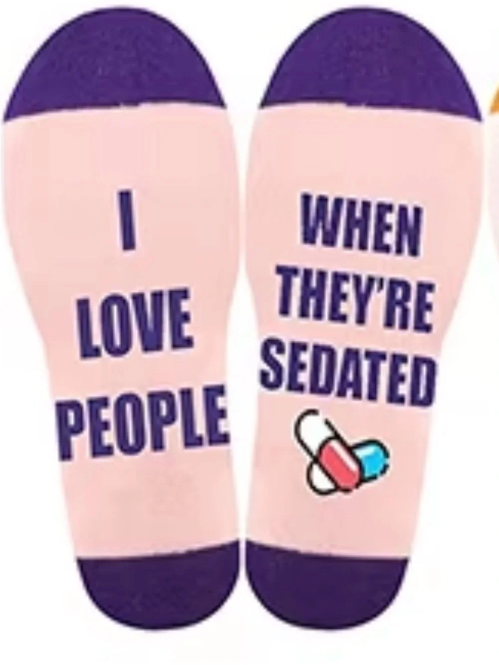 Pick 1 Pair Nurse-Themed Crew Socks - Assorted Blue, Pink, Purple, Black, Orange